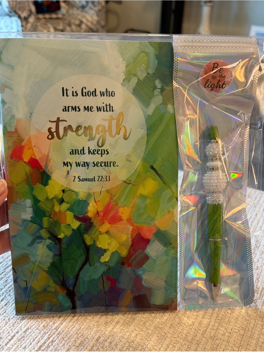 Inspirational Stationary Handmade Writing Pen Set 2 Samuel 22:33 Strength